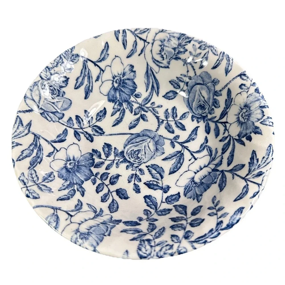 Churchill  Blue Chintz Rose  Peony Bowl Salad Soup Scalloped 6 1/2